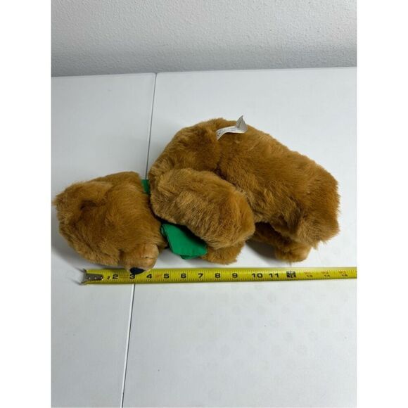 Rare Vintage Beverly Hills Teddy Bear Co Plush Teddy Bear 13” Brown Green Bow - Picture 3 of 10
